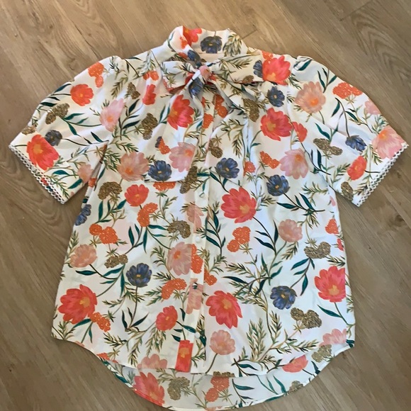 COPY - NWT - Kate Spade Blossom Tie Neck Top - Picture 2 of 8